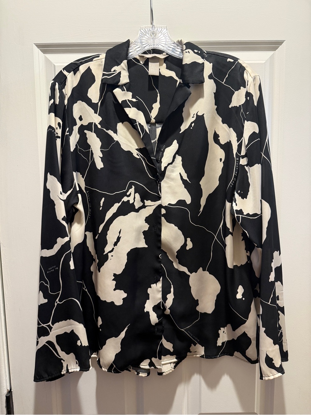 Black & Ivory Abstract Print Women's Blouse